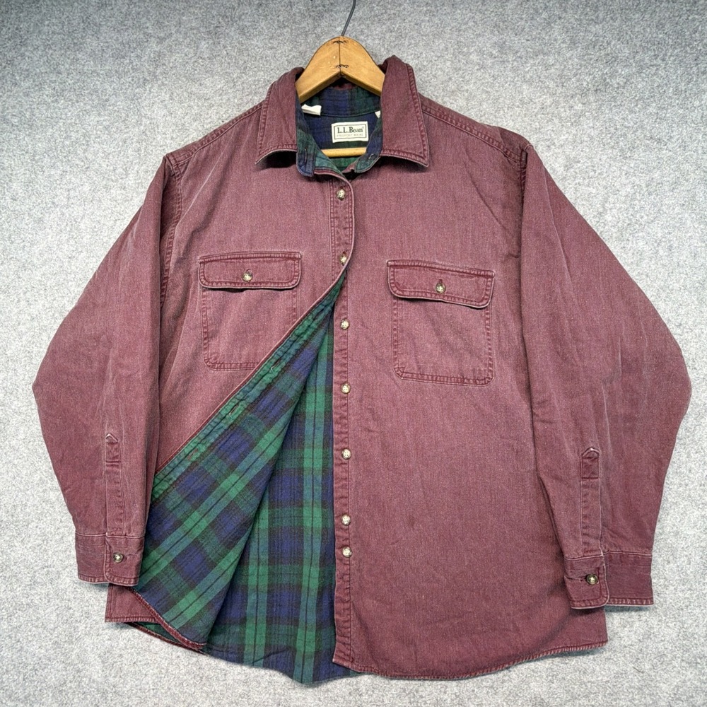 Vintage LL Bean Hurricane Shirt Womens XL Flannel Lined Made In USA